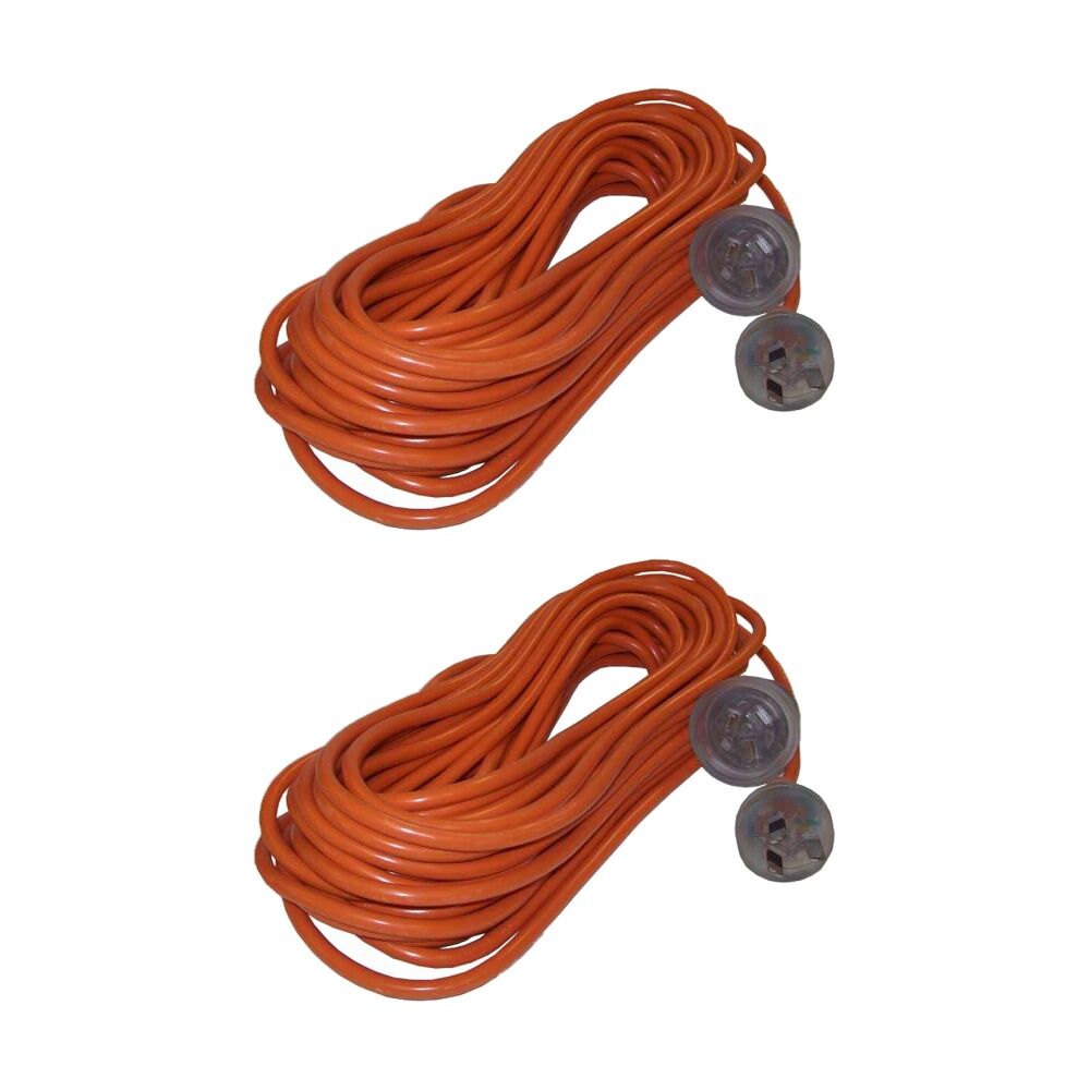 Cleanstar 15m Extension Cord Repair Lead 10 Amp w/ Illuminated Socket Orange (2 Pack)