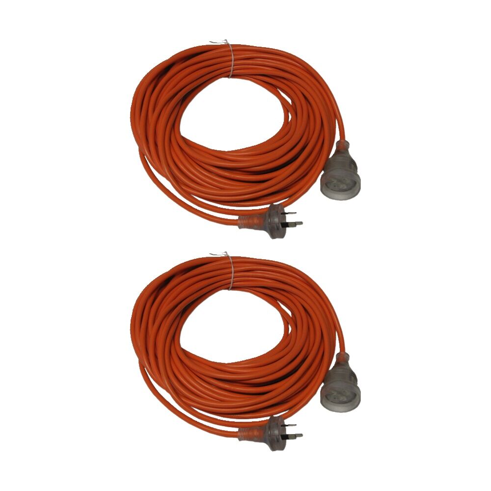 Cleanstar Power Extension Lead 20 Metre 10 Amp Orange Illuminated Socket (2 Pack)
