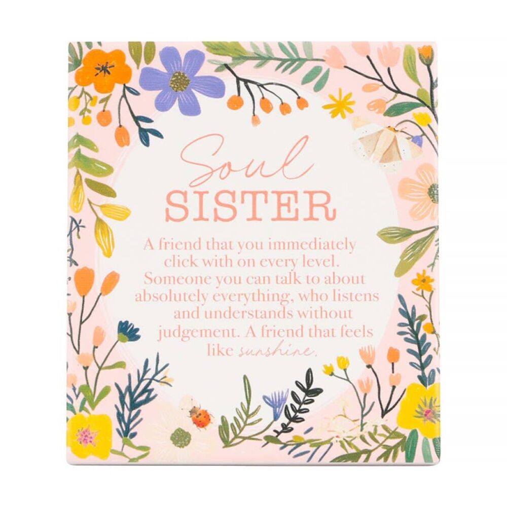 Cottage Grove Soul Sisters Verse - Embossed Ceramic Decorative Plaque With Stand And Hook - Multi Colour - 12x14x1cm