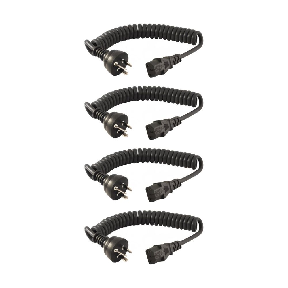Doss Black Curly Iec Power Lead 2M C13 Appliance Cord Australian (4 Pack)