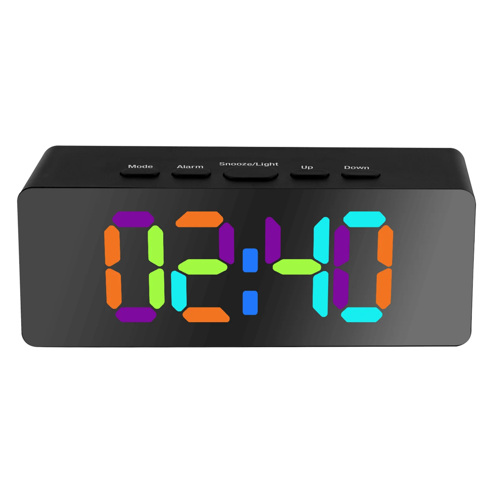 Liquid Ears Slimline RGB Colour Changing Dual Alarm Clock Time Date Black — image 2