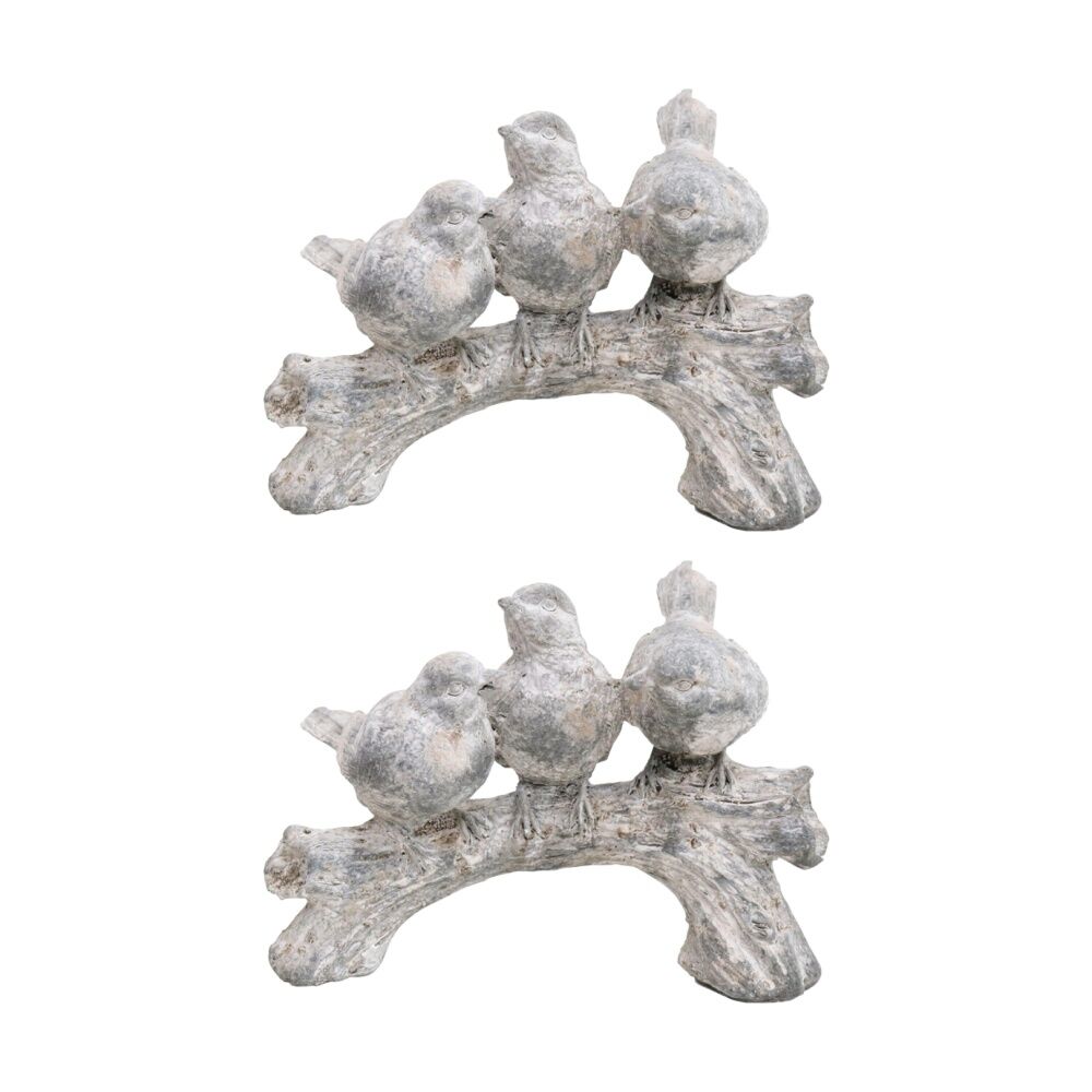 LVD 3 Birds Chatter Cement Animal Statue Indoor/Outdoor Decor 20.5x15x9.5cm (2 Pack)
