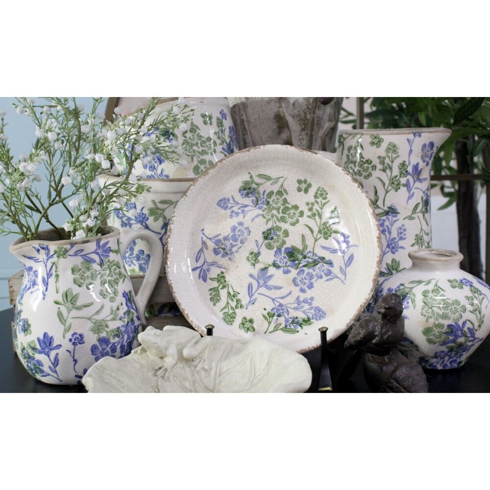 LVD 23.5x23.5x2.5cm Botanical Blue Ceramic Kitchen Dinner Plate Home Decor — image 2
