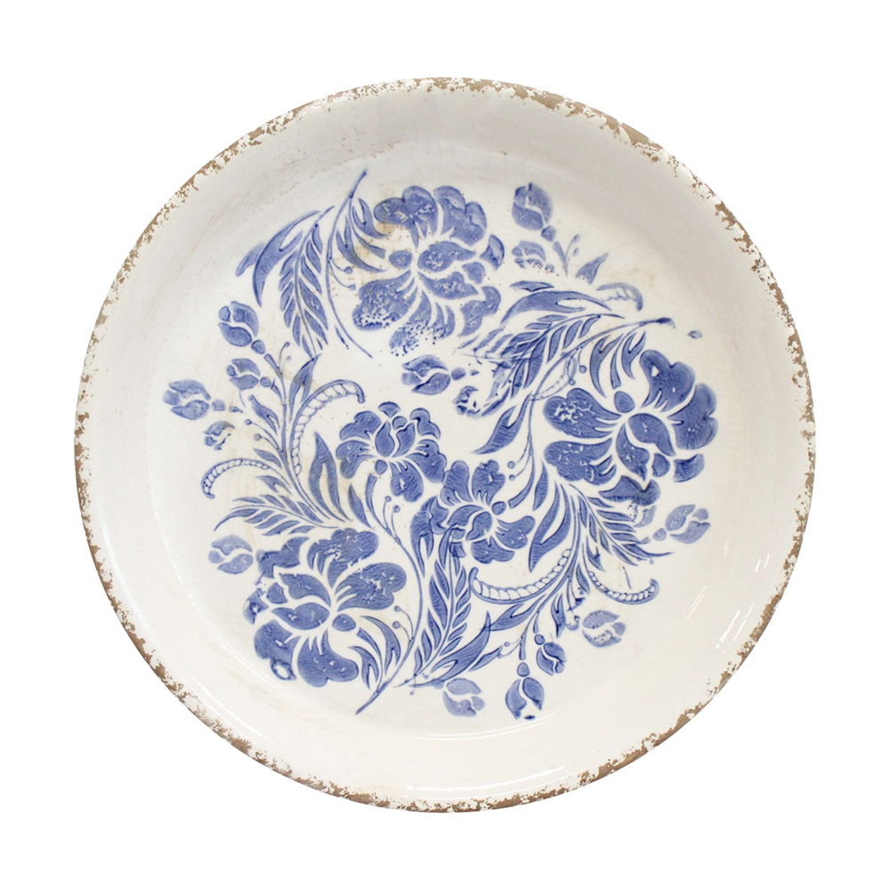 LVD Vintage Blue Ceramic Kitchen Dinner Plate Home Decor 23.5x23.5x2.5cm (2 Pack) — image 2