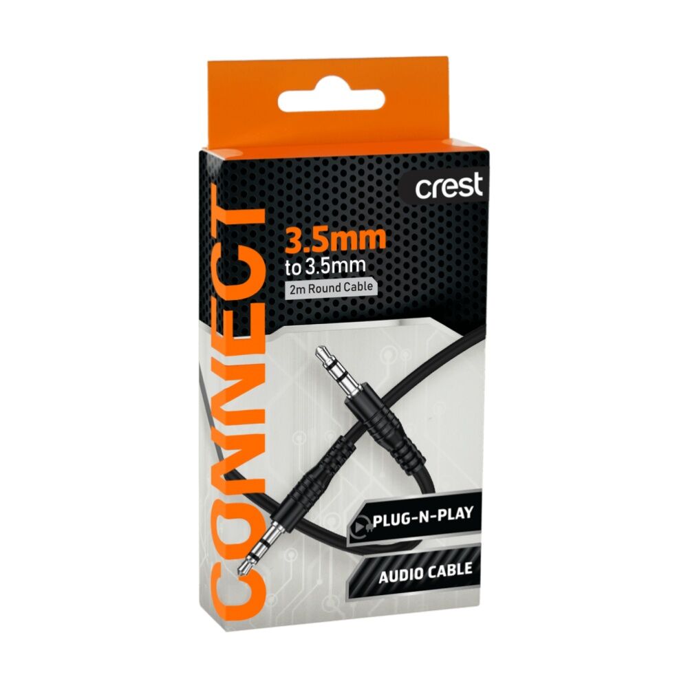 Crest 3.5mm Male-To-Male Audio Cable Aux Port Compatible Flexible PU 2m Crest — image 4