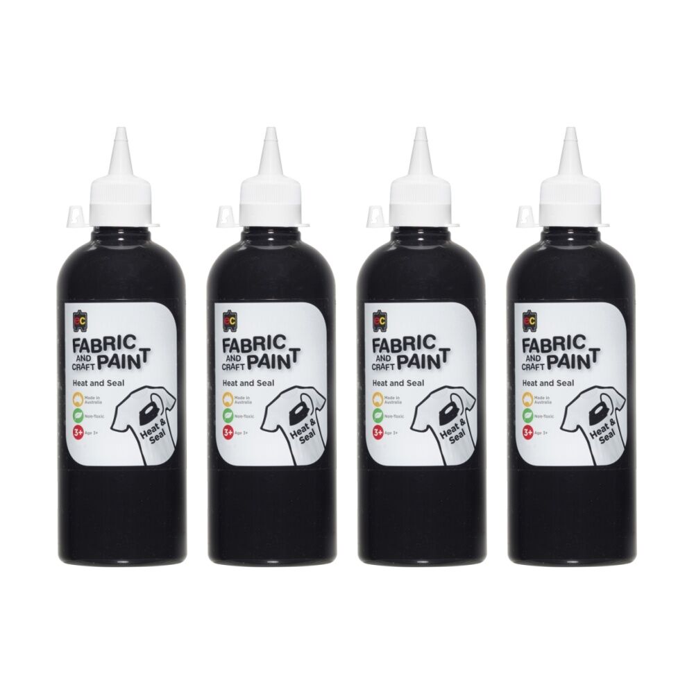 Educational Colours Fabric & Craft Kids Art Paint Black 500ml 3y+ (4 Pack)