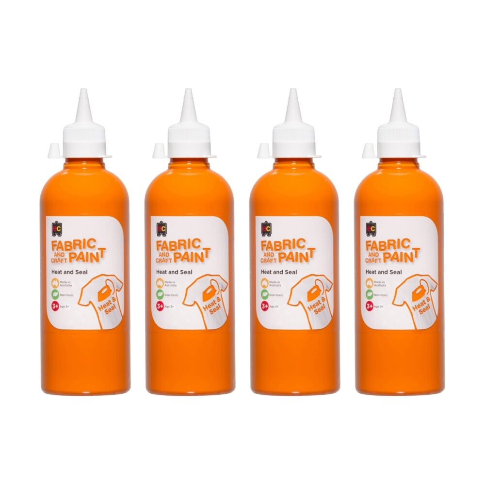 Educational Colours Fabric & Craft Kids Art Paint Orange 500ml 3y+ (4 Pack)