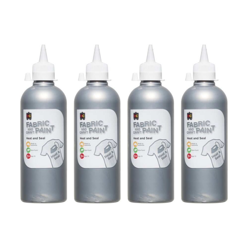 Educational Colours Fabric & Craft Kids Art Paint Silver 500ml 3y+ (4 Pack)