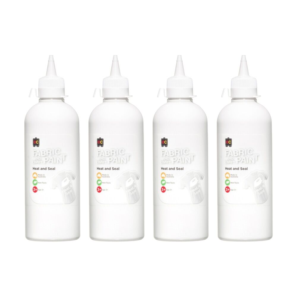 Educational Colours Fabric & Craft Kids Art Paint White 500ml 3y+ (4 Pack)
