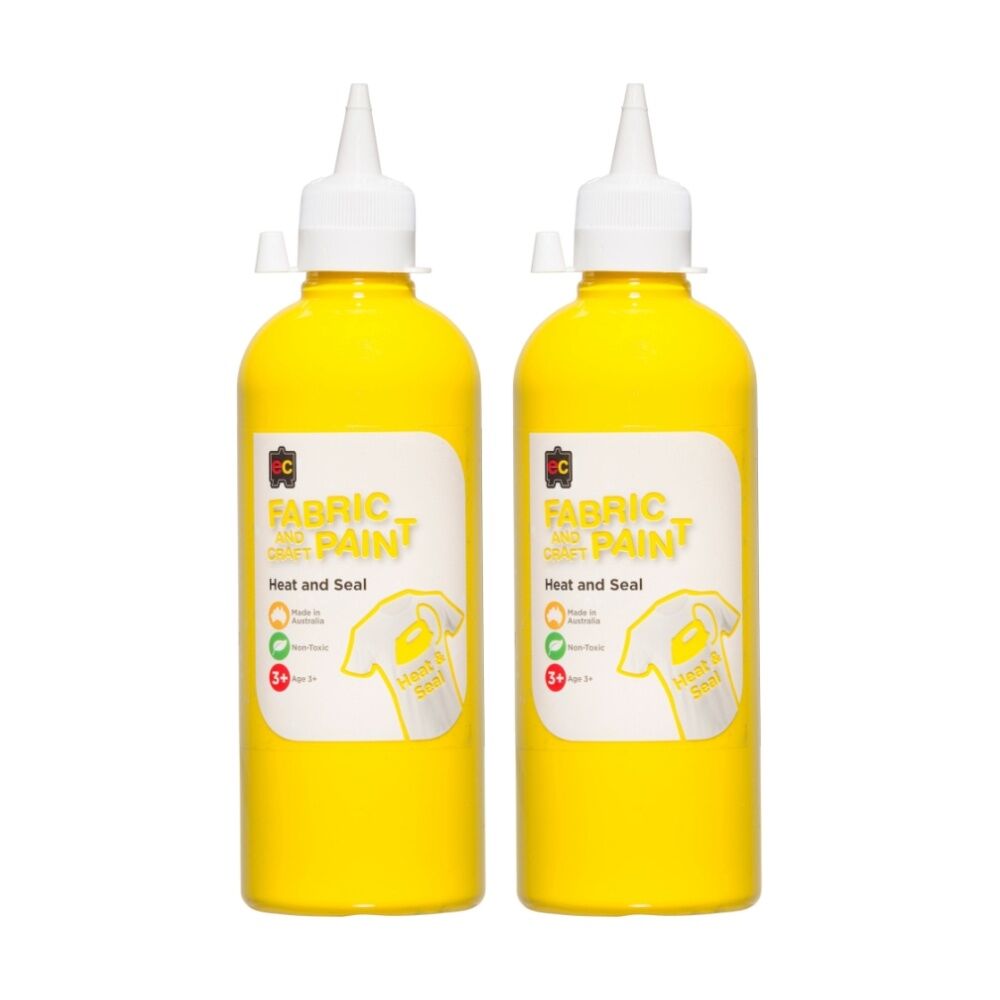 Educational Colours Fabric & Craft Kids Art Paint Yellow 500ml 3y+ (2 Pack)