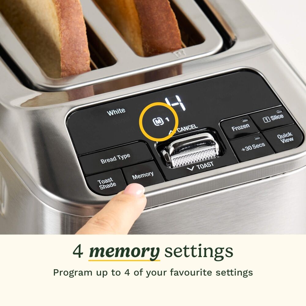 Cuisinart Smart Elite 2 Slice Digital Toaster Stainless Steel - Motorised Lift - Extra-Large Slots - MemorySet For Four Toast Settings - Six Bread — image 5