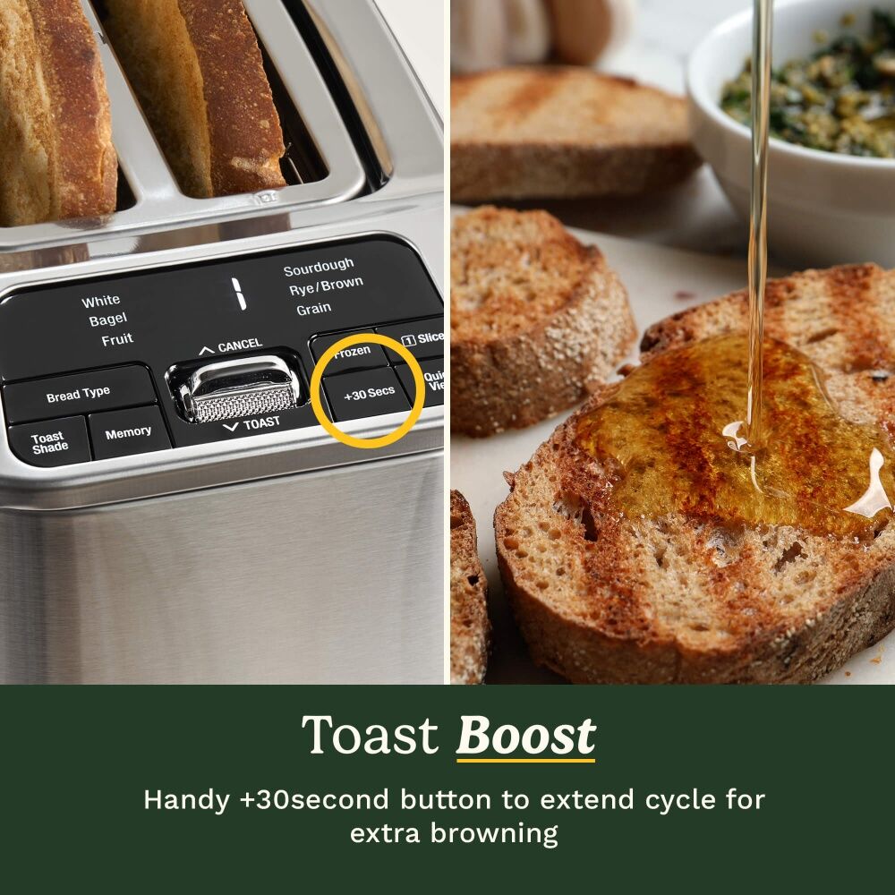 Cuisinart Smart Elite 2 Slice Digital Toaster Stainless Steel - Motorised Lift - Extra-Large Slots - MemorySet For Four Toast Settings - Six Bread — image 6