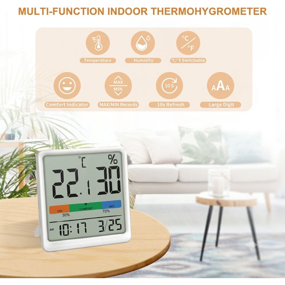 Sansai Digital Thermometer Fast Refresh Humidity Comfort Indicator Large Sansai — image 4
