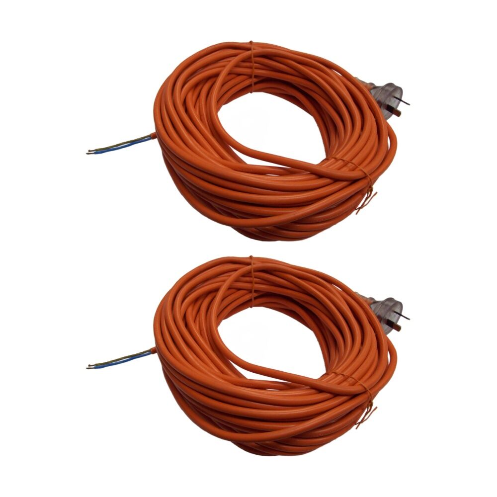 Cleanstar 18m Extention Cord Repair Lead 2 Core With 10 Amp Plug Orange (2 Pack)
