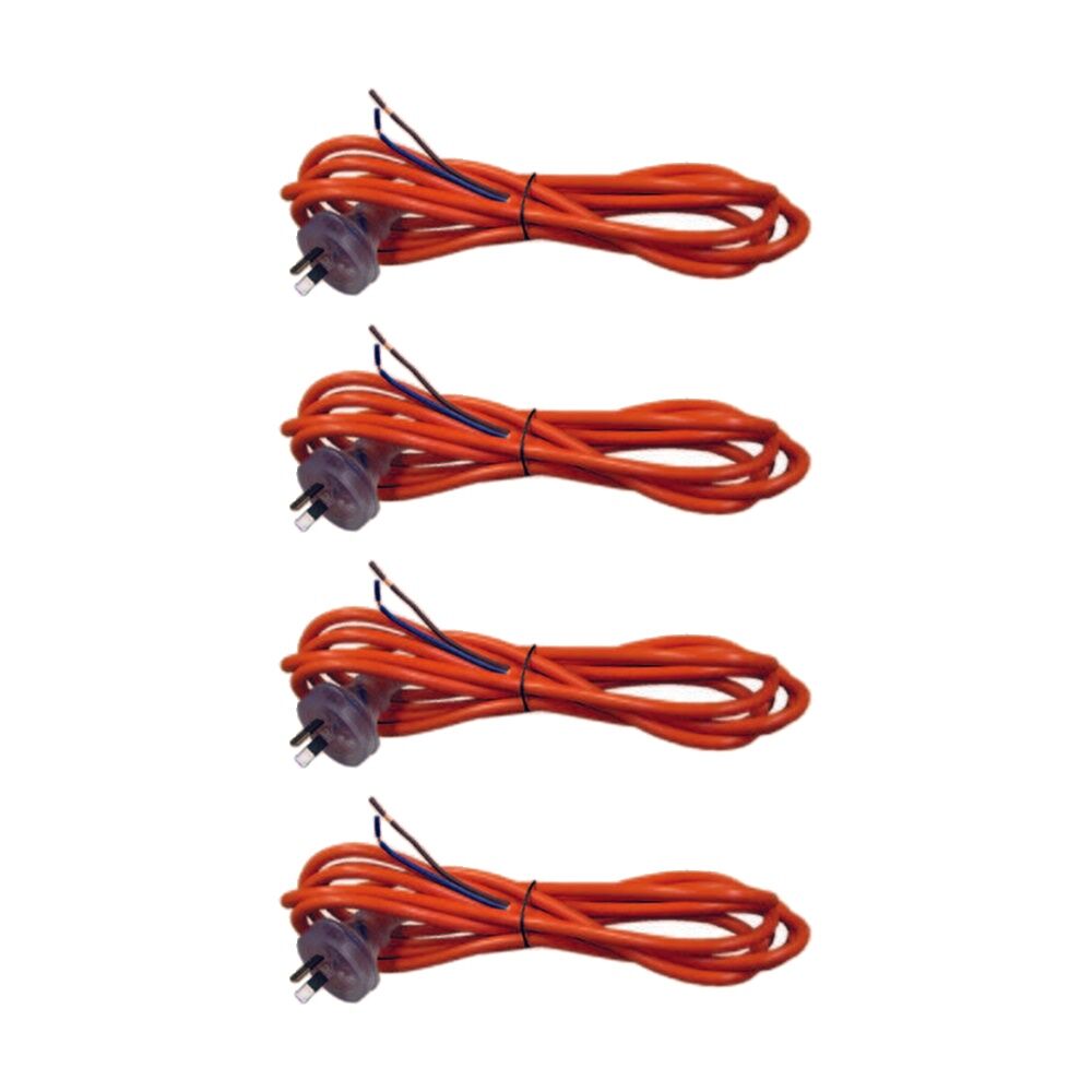 Cleanstar 3m Heavy Duty Extention Cord Power Tool Repair Lead 10 AMP Orange (4 Pack)
