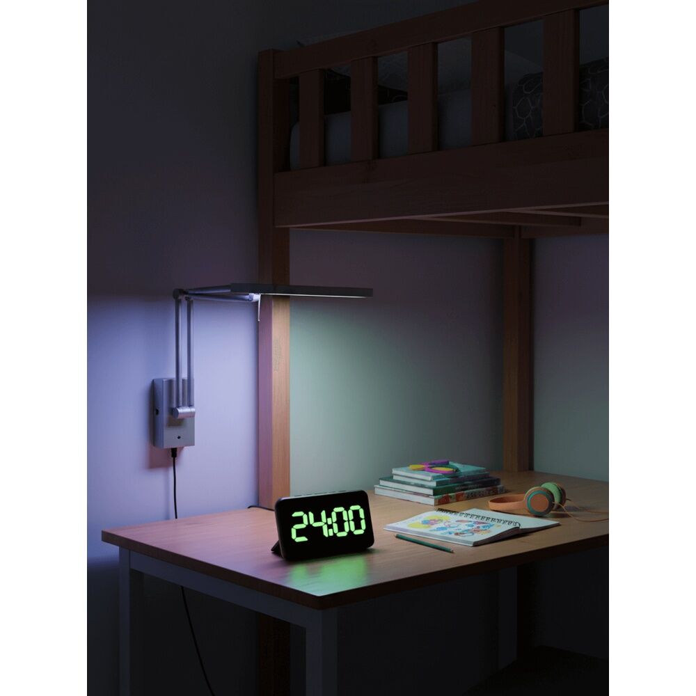 Liquid Ears Large Display Alarm Clock Date USB Battery Power Dimmable Black — image 4