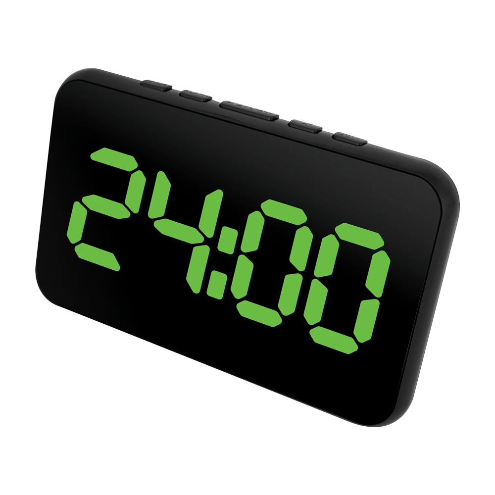 Liquid Ears Large Display Alarm Clock Date USB Battery Power Dimmable Black — image 2