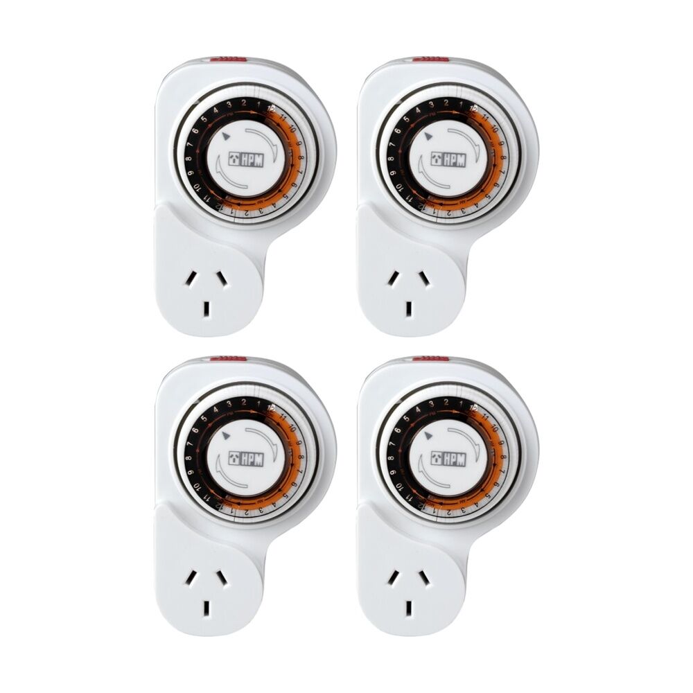HPM 24 Hour Analogue Timer Electrical HPM Plug-in Security (4 Pack)
