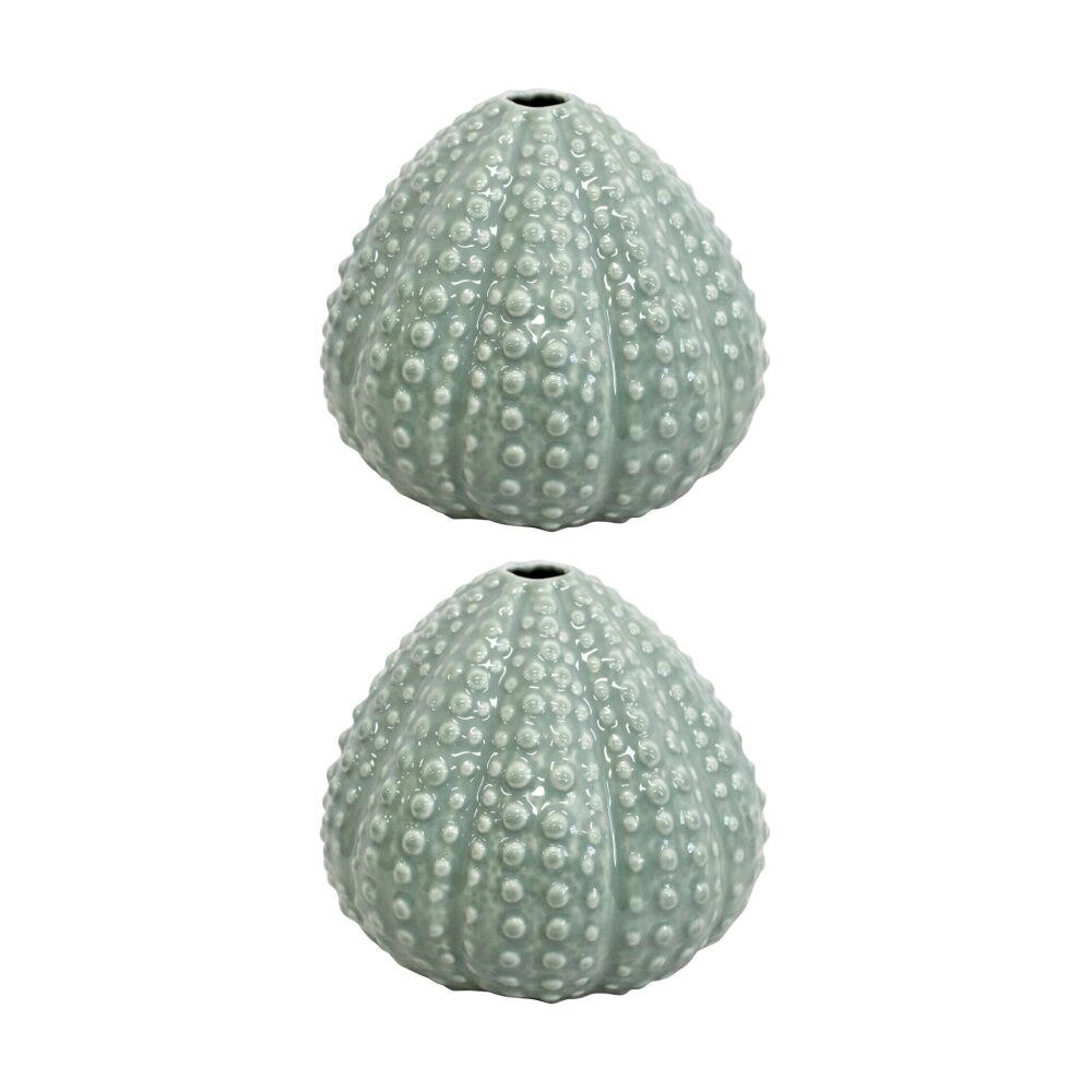 LVD Small Urchin Decorative Ceramic Bud Vase Home Decor 13.5x13.5x11.5cm (2 Pack)