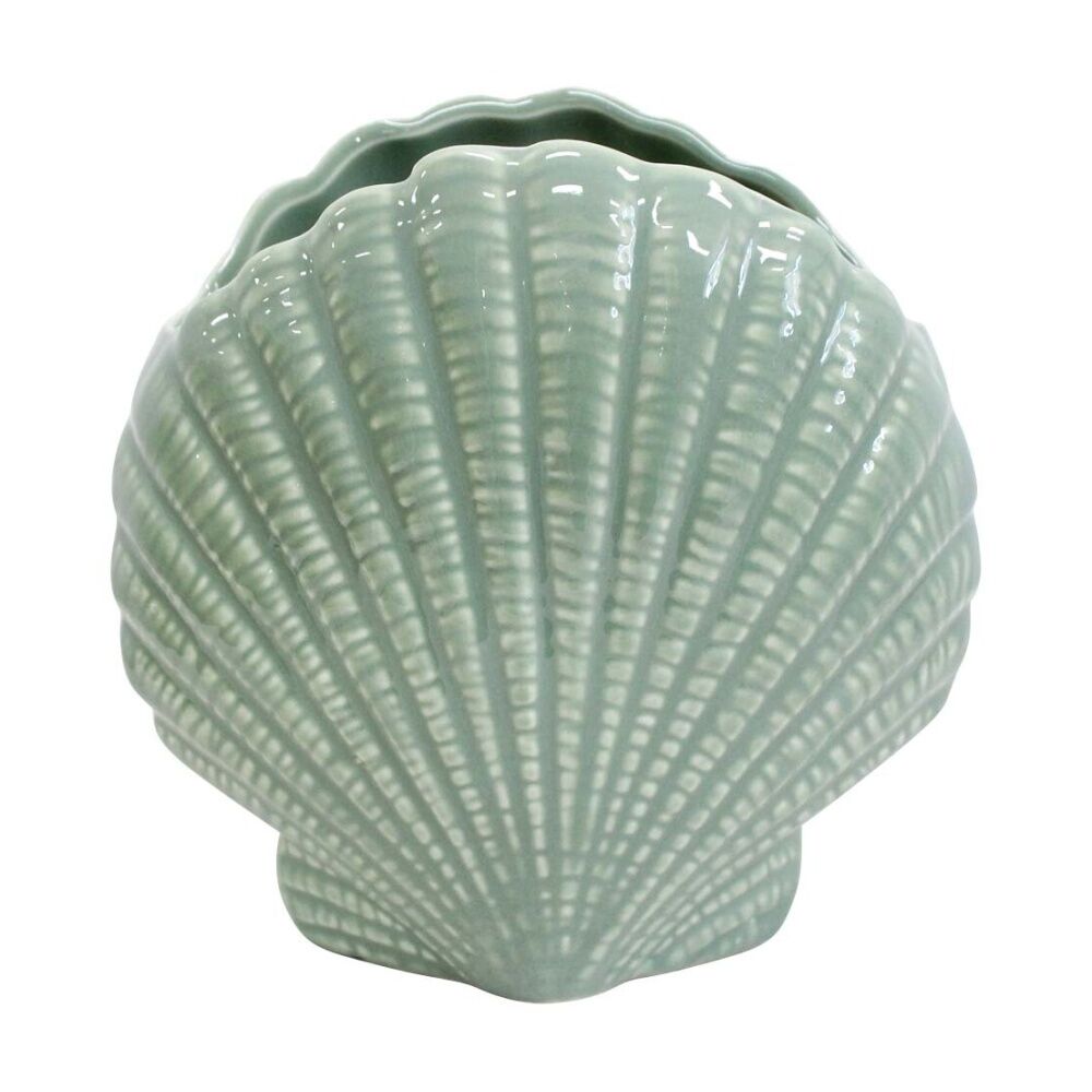 LVD 16x16x9cm Fan Shell Nautical Decorative Ceramic Vase/Planter Home Decor