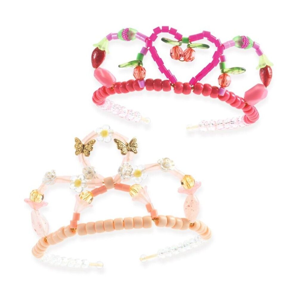Djeco Duo Of Tiaras Bead Kit With 240 Acrylic Beads & Gold Headb&s Pink Djeco — image 2