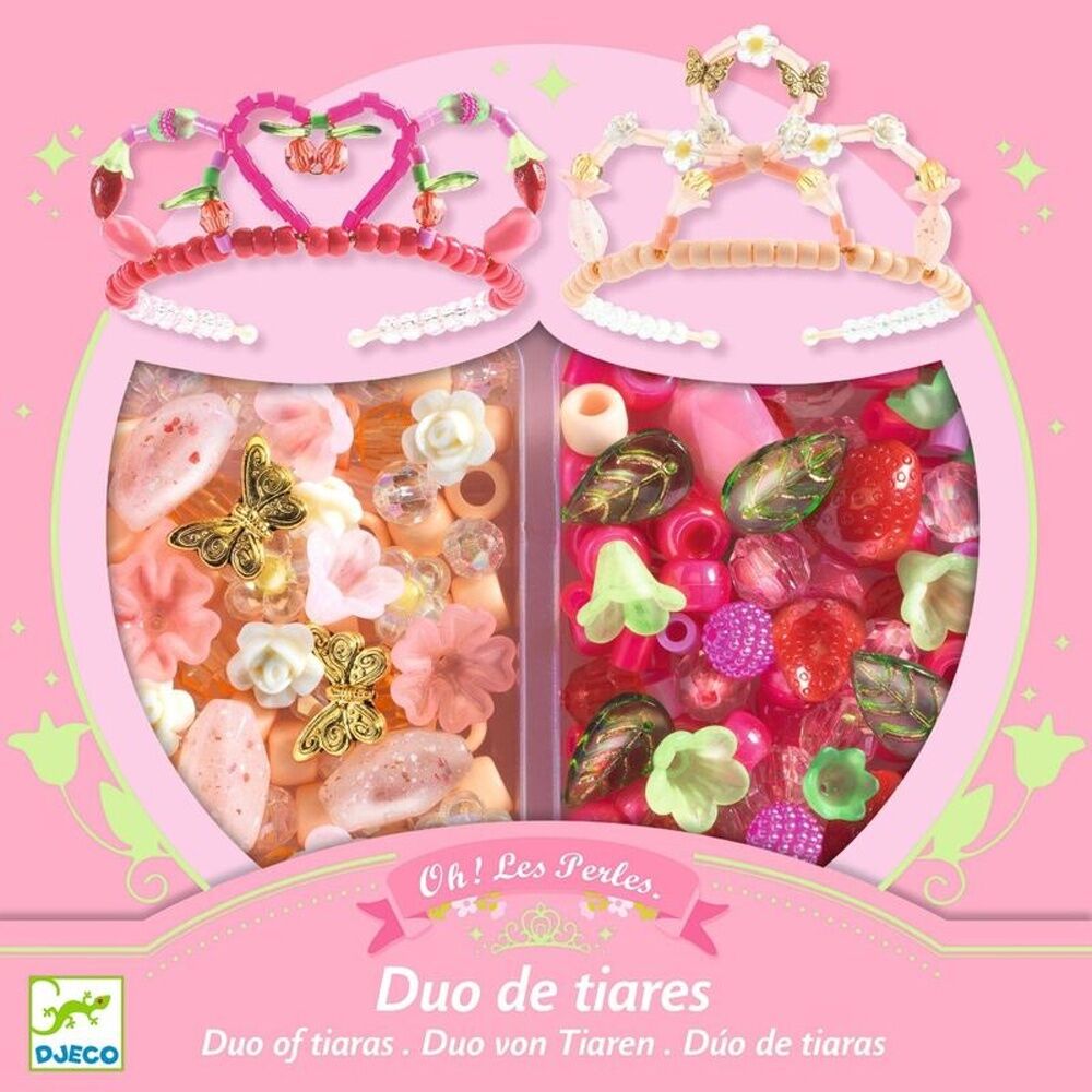 Djeco Duo Of Tiaras Bead Kit With 240 Acrylic Beads & Gold Headb&s Pink Djeco — image 4