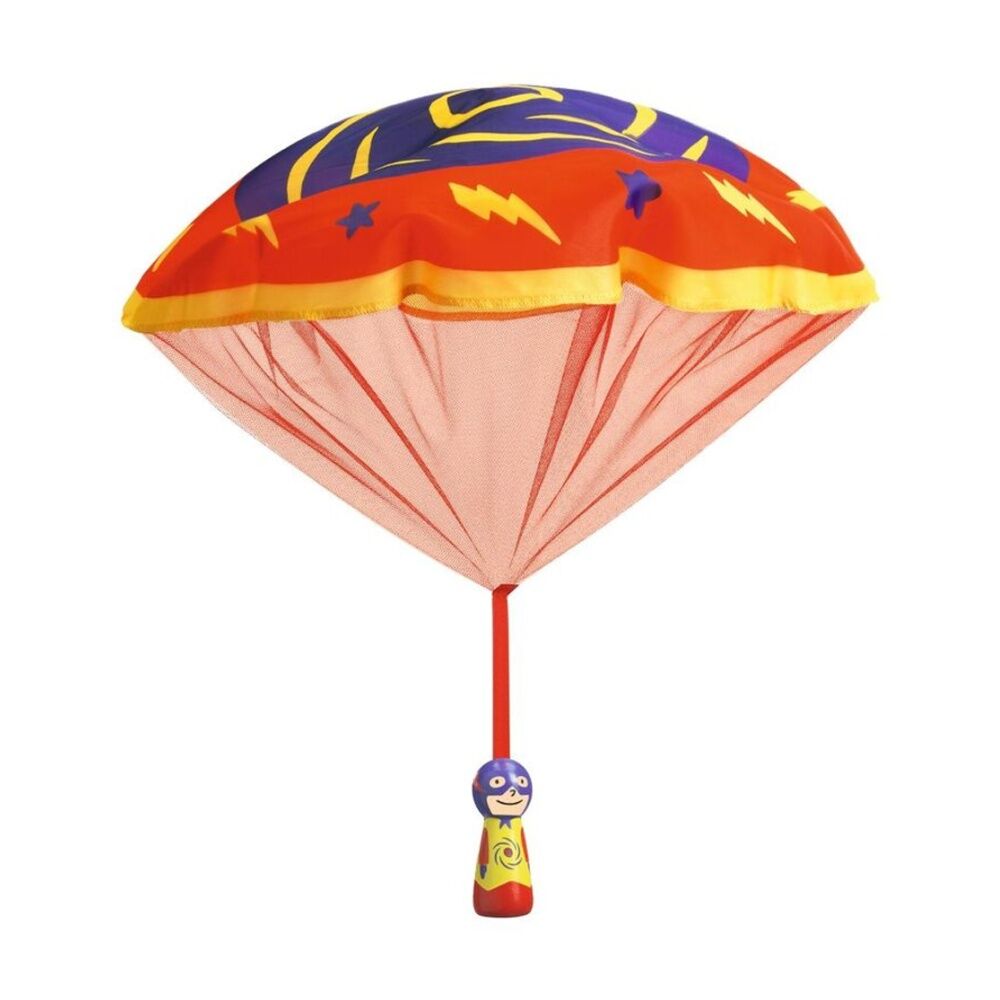 Djeco Flying Hero Parachutes CDU 9pc - Wooden Hand-Throwing Parachutists with Ribbon to Prevent Tangling - Modern Design - Collectible Toy - Suitable — image 2