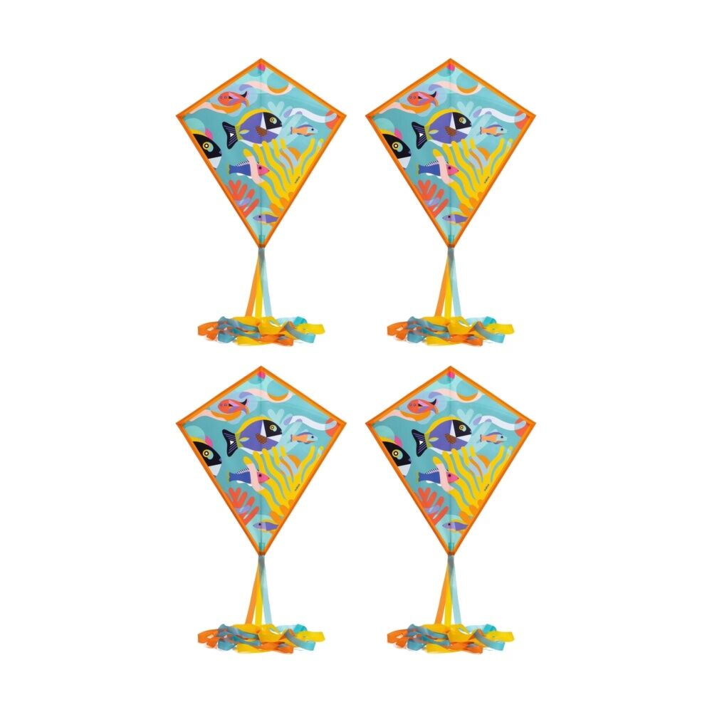 Djeco Ocean Kite Colourful Easy Assemble Lightweight Flying Toy Kids 5+ (4 Pack)