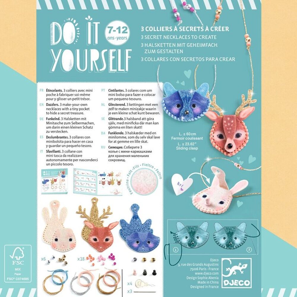 Djeco Do It Yourself Dazzlers Secret Necklaces Kit 3 To Create 7+ Years Djeco — image 9