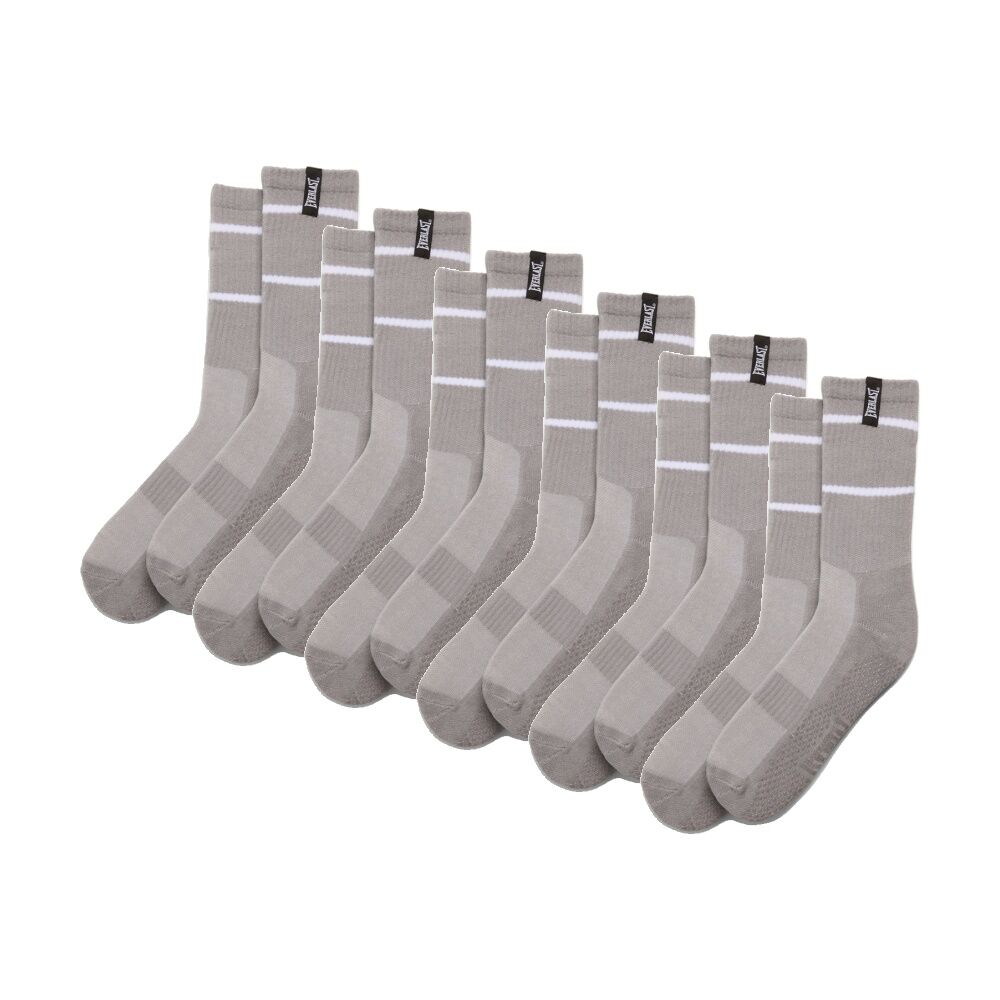 Everlast Yoga Grip Crew Socks Breathable Non-Slip Workout Gear Grey M/L (6 Pack)