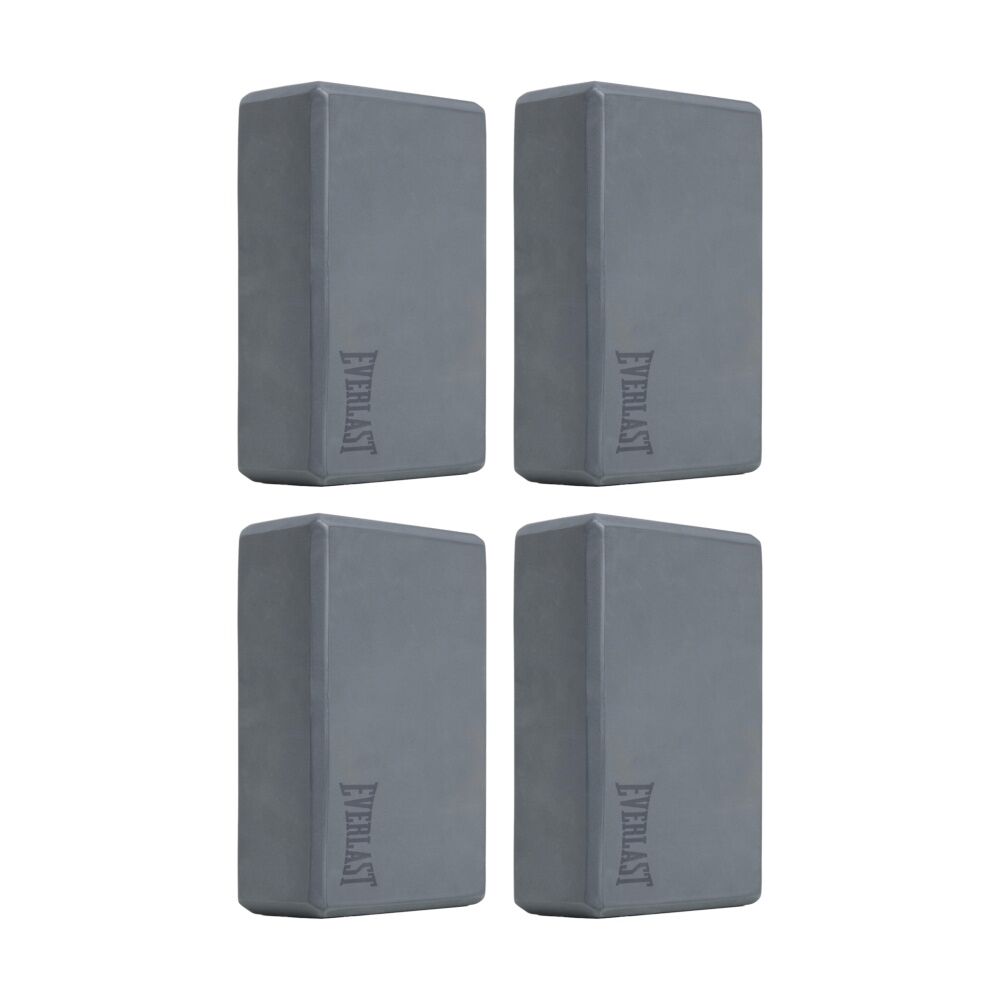Everlast Foam Yoga Block Lightweight Durable Fitness Equipment Grey (4 Pack)