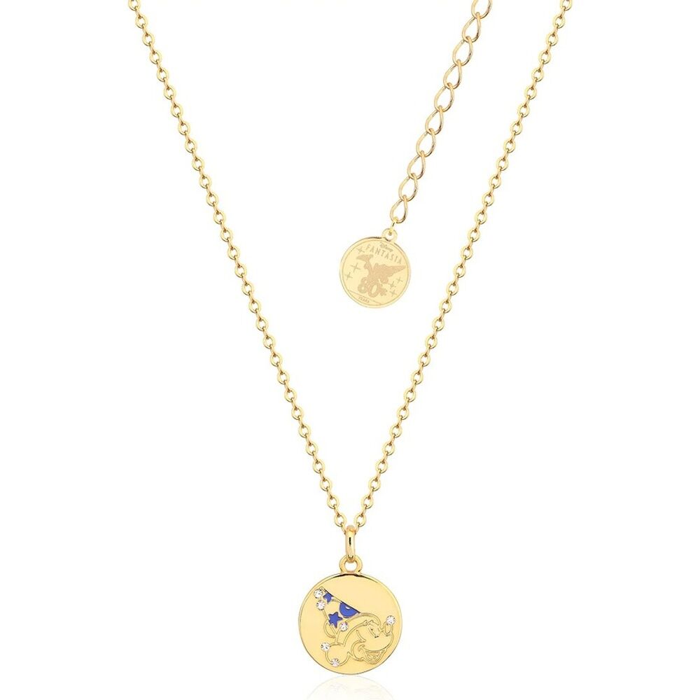 Couture Kingdom Disney Couture Kingdom Fantasia Sorcerer Mickey Medallion Necklace Yellow Gold 14k Plated Crystals 45cm Length
