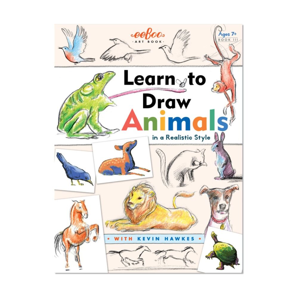 Eeboo Learn To Draw Instructional Animals Art Book 7+ 21.5x28.5cm Eeboo