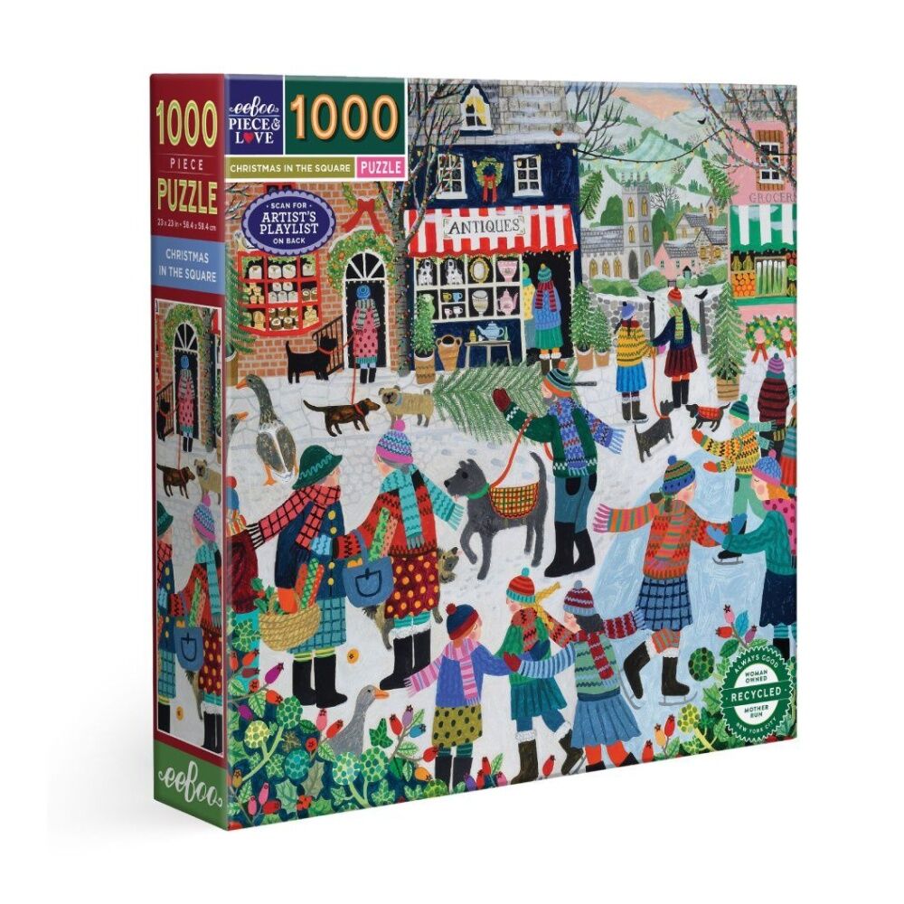 Eeboo Puzzle Christmas in the Square Festive Holiday Scene Set 58x58cm (1000 Pieces)