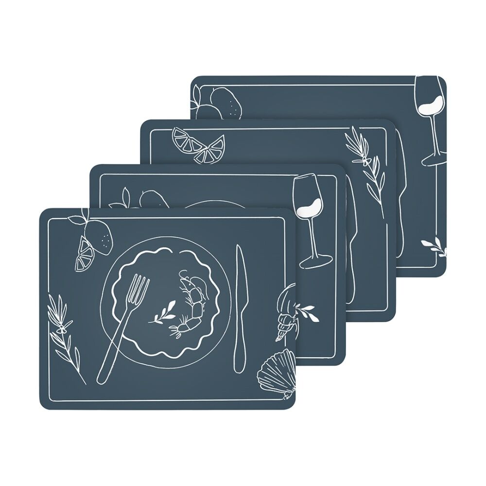 Ecology Ocean Feast Inspired Dinner Placemats w/ Cork Backing 34x26.5cm (4 Pieces)