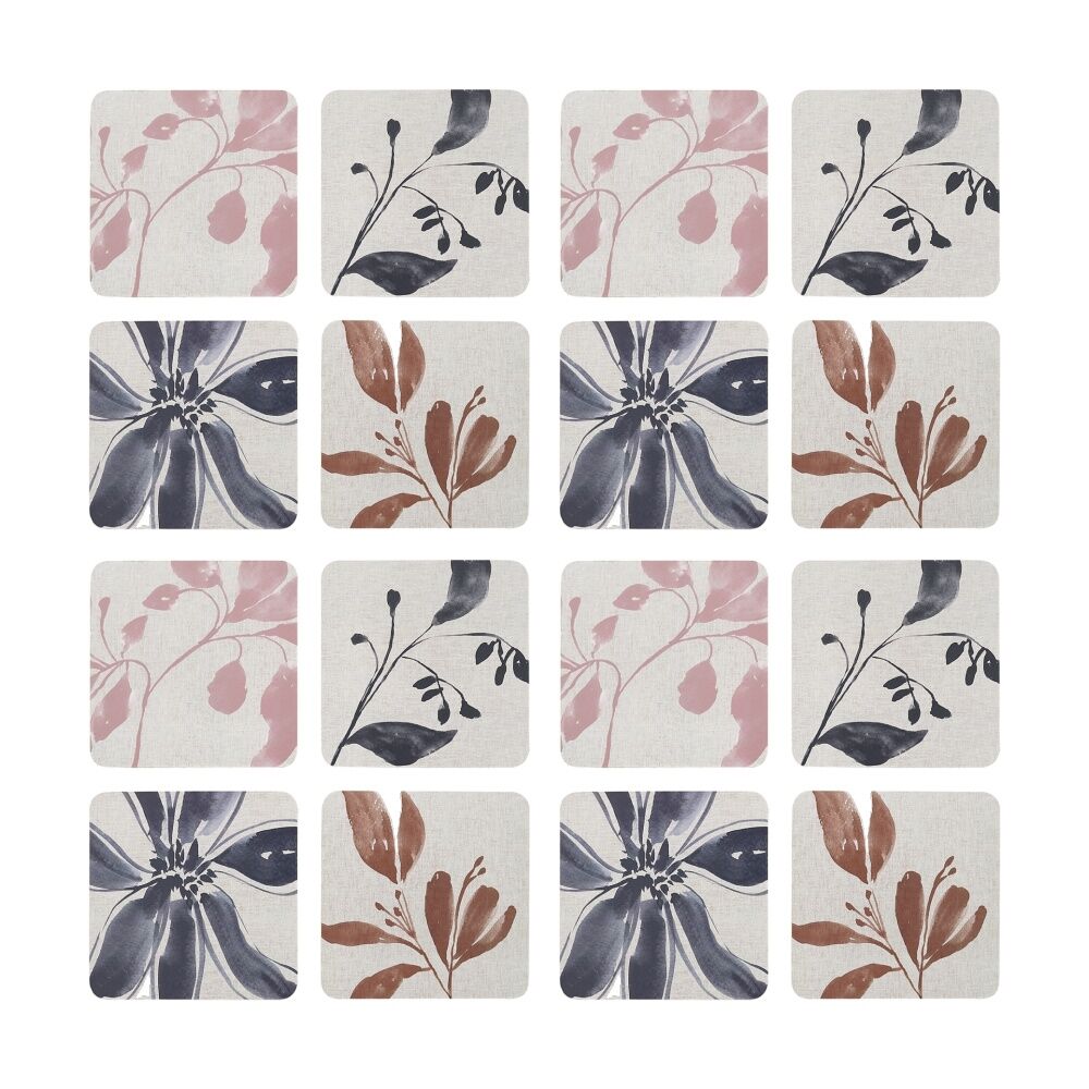 Ecology 4pc Ecology Hand Drawn Floral Silhouettes Cecile Rectangle Coasters 10cm (4 Pack)