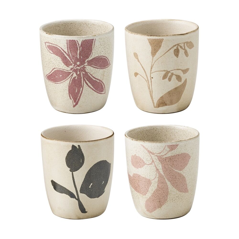 Ecology Hand Drawn Floral Silhouettes Cecile Latte Cup Set 210ml (4 Pieces)