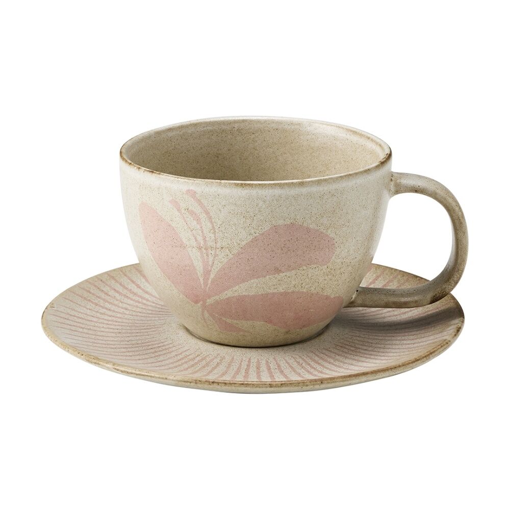 Ecology 2pc Ecology Hand Drawn Floral Silhouettes Cecile Tea Cup & Saucer 290ml (2 Pack) — image 2
