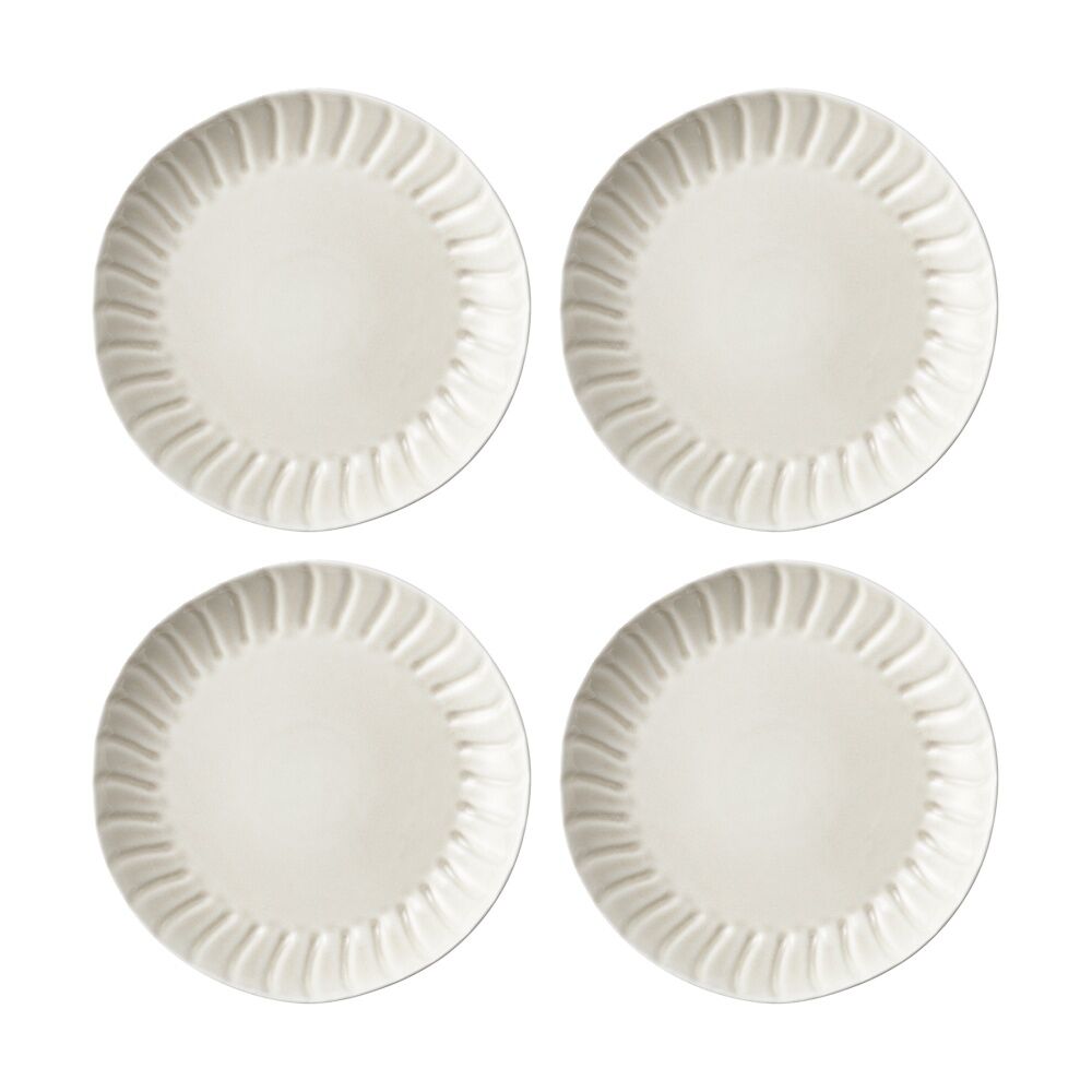 Ecology Ritual Rippled Porcelain Dinner Plate Frost Off White 26.5cm (4 Pack)