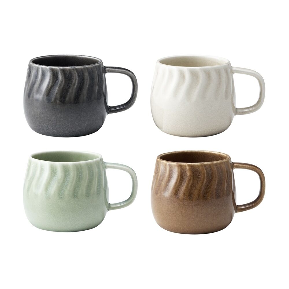 Ecology Ritual Rippled Porcelain Coffee Mugs Earth Tones 380ml (4 Pieces)