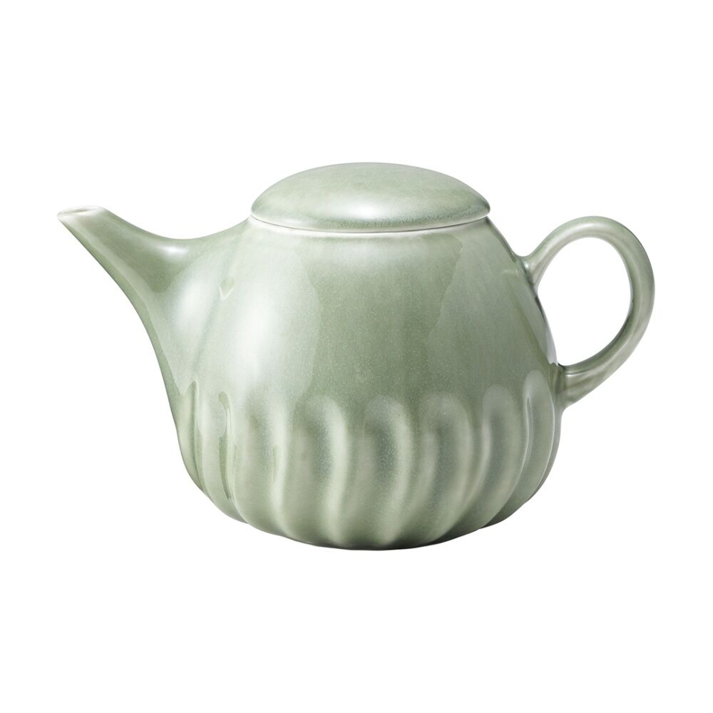Ecology 560ml Ritual Rippled Porcelain Teapot Willow Green Serveware