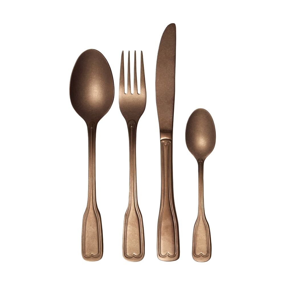 Ecology Anais Vintage Cutlery Set Fork Knives & Spoons Brushed Matte Copper (16 Pieces)