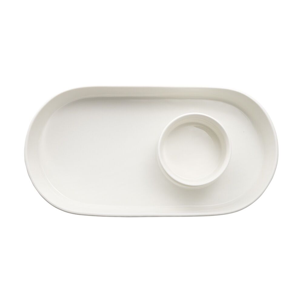 Ecology Creamy White Origin Oval Chip & Dip Bowl Porcelain Serveware — image 3