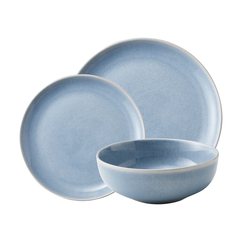 Ecology Element Dinnerware Set Plate Side-Plate & Bowls Sky Light Blue (12 Pieces)