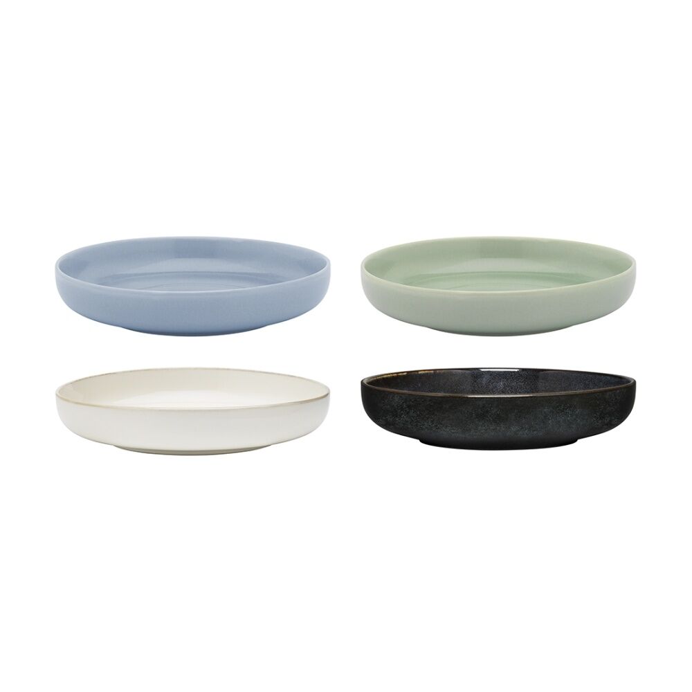Ecology Element Stoneware Dinner Bowl Set Green Blues & White 22cm (4 Pieces)