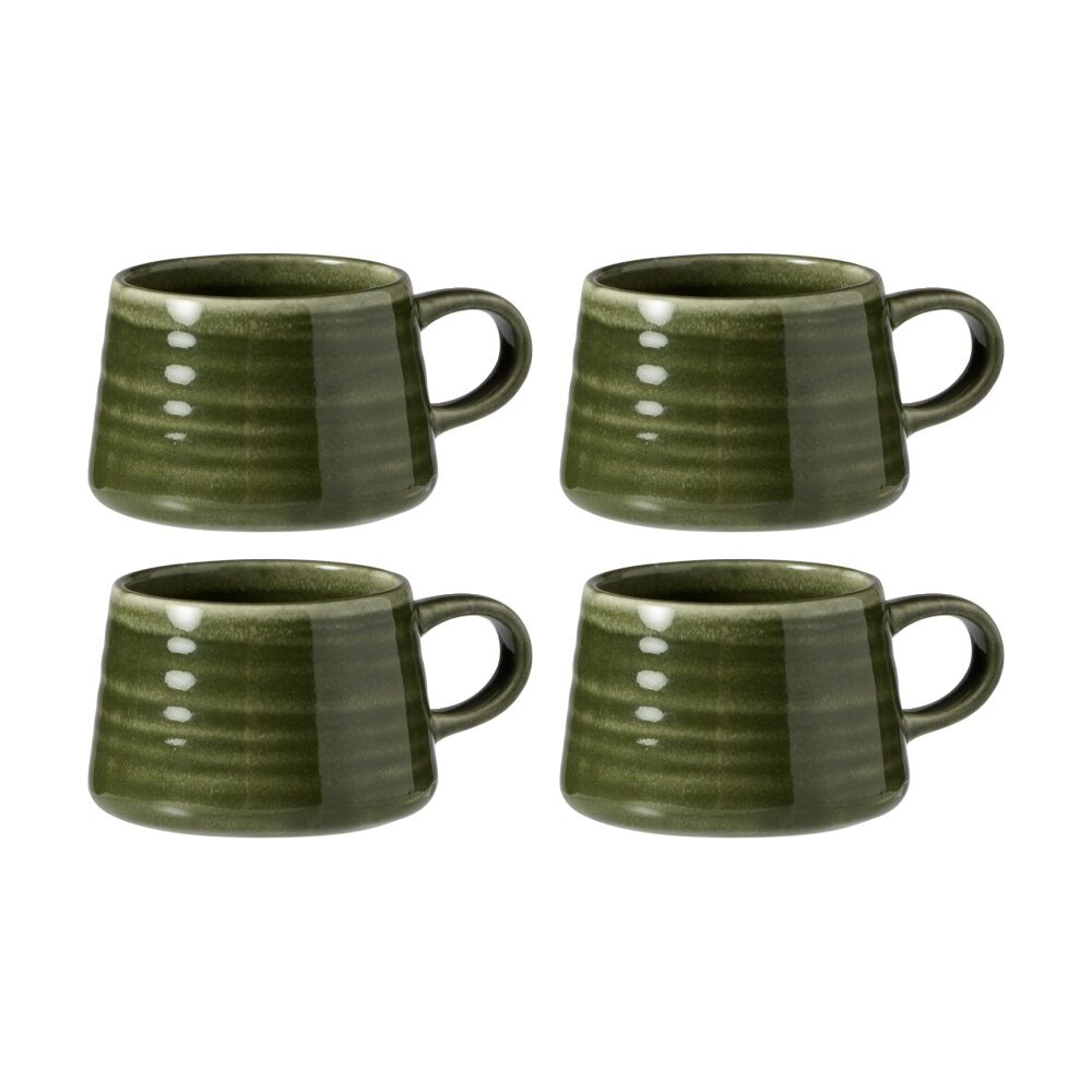Ecology Ottawa Stoneware Macchiato Cup Rustic Mug Moss Green 85ml (4 Pack)