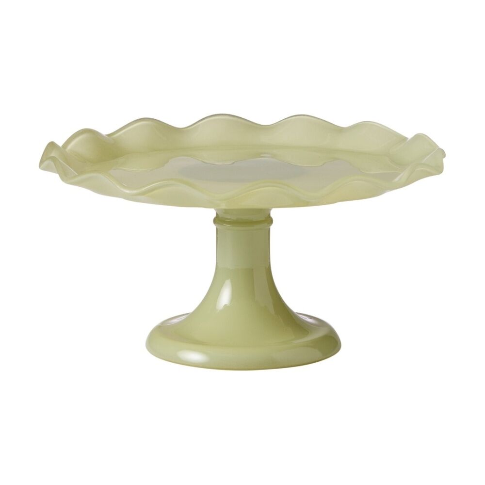 Ecology Ruffle Cake Stand 26 x 12.5cm Celadon Soda Lime Glass Green Celadon 26x12.5cm