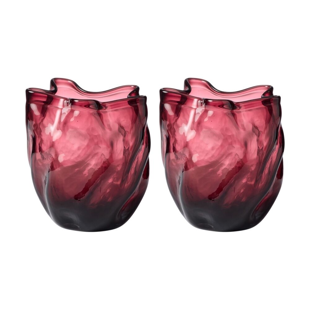 Ecology Tulip Vase Soda Lime Glass Home Decor Elderberry 17cm (2 Pack)