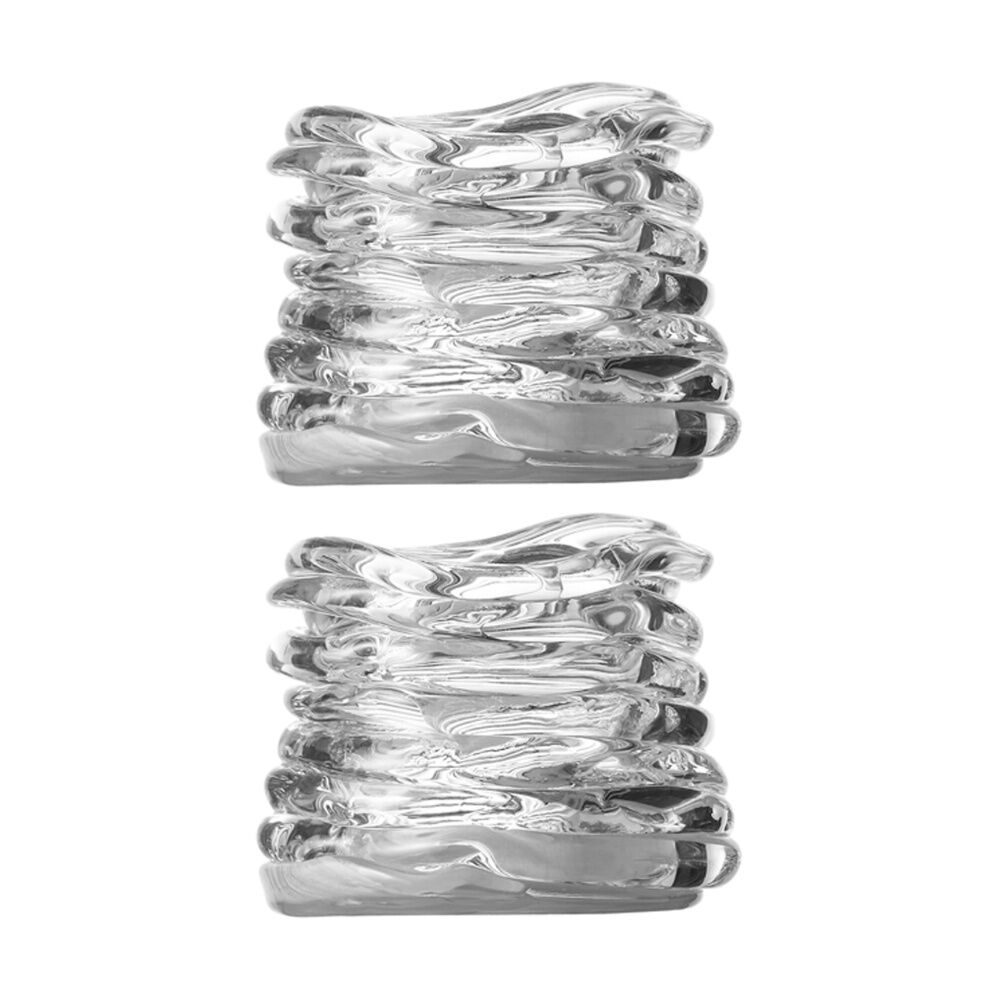 Ecology Curlicue Textured Raised Glass Candle Holder Clear 8cm (2 Pack)