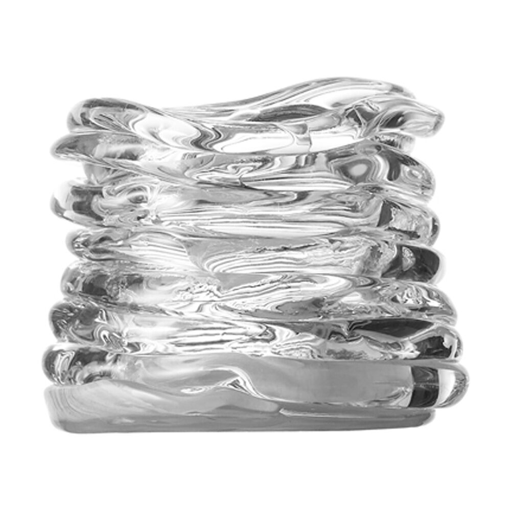 Ecology Curlicue Textured Raised Glass Candle Holder Clear 8cm (2 Pack) — image 2